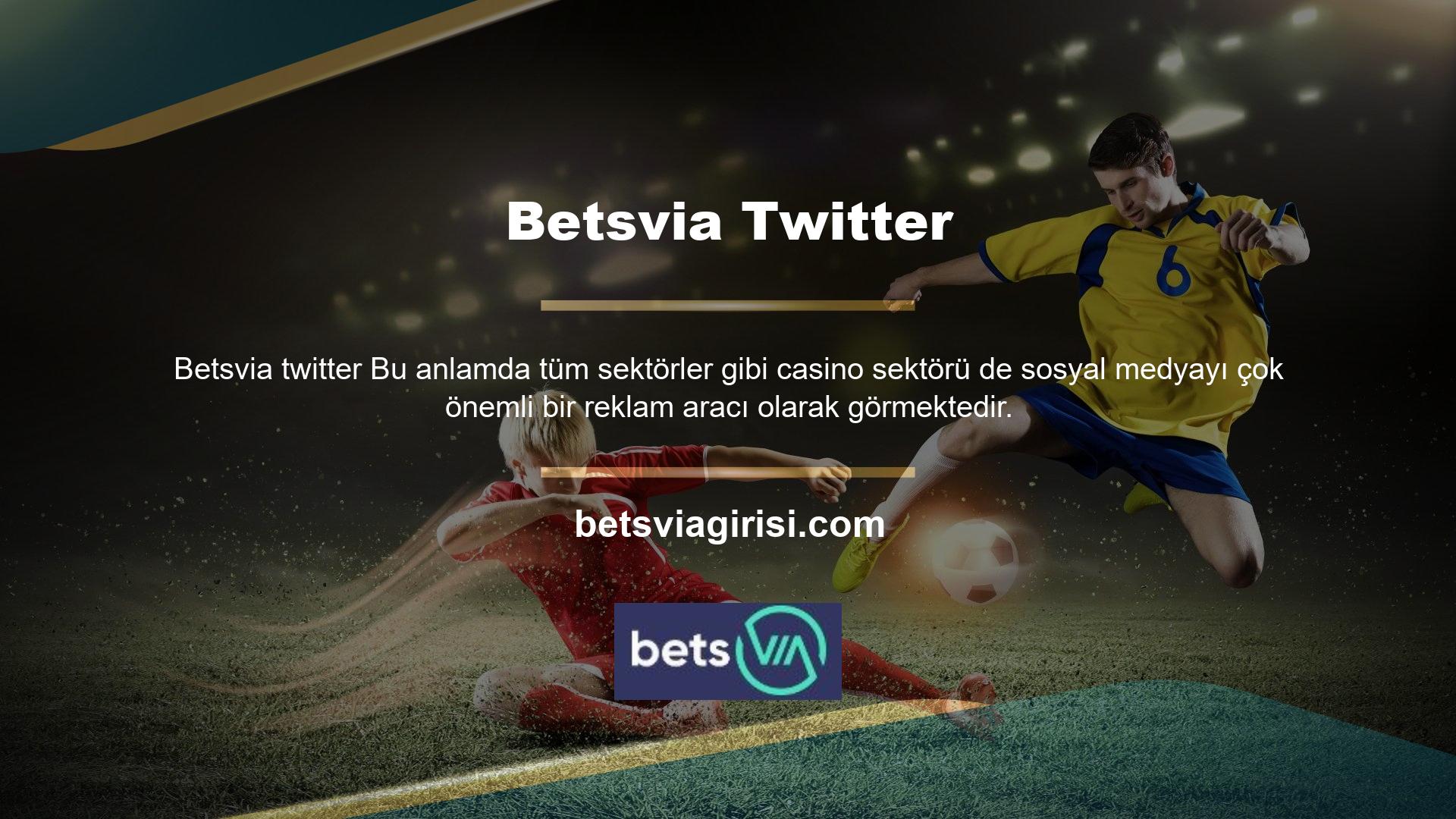 Twitter sayfası Betsvia, bu kapsamda sosyal medyayı aktif olarak kullanan en iyi bahis siteleri arasında oyuncuları sıralamaya devam ediyor