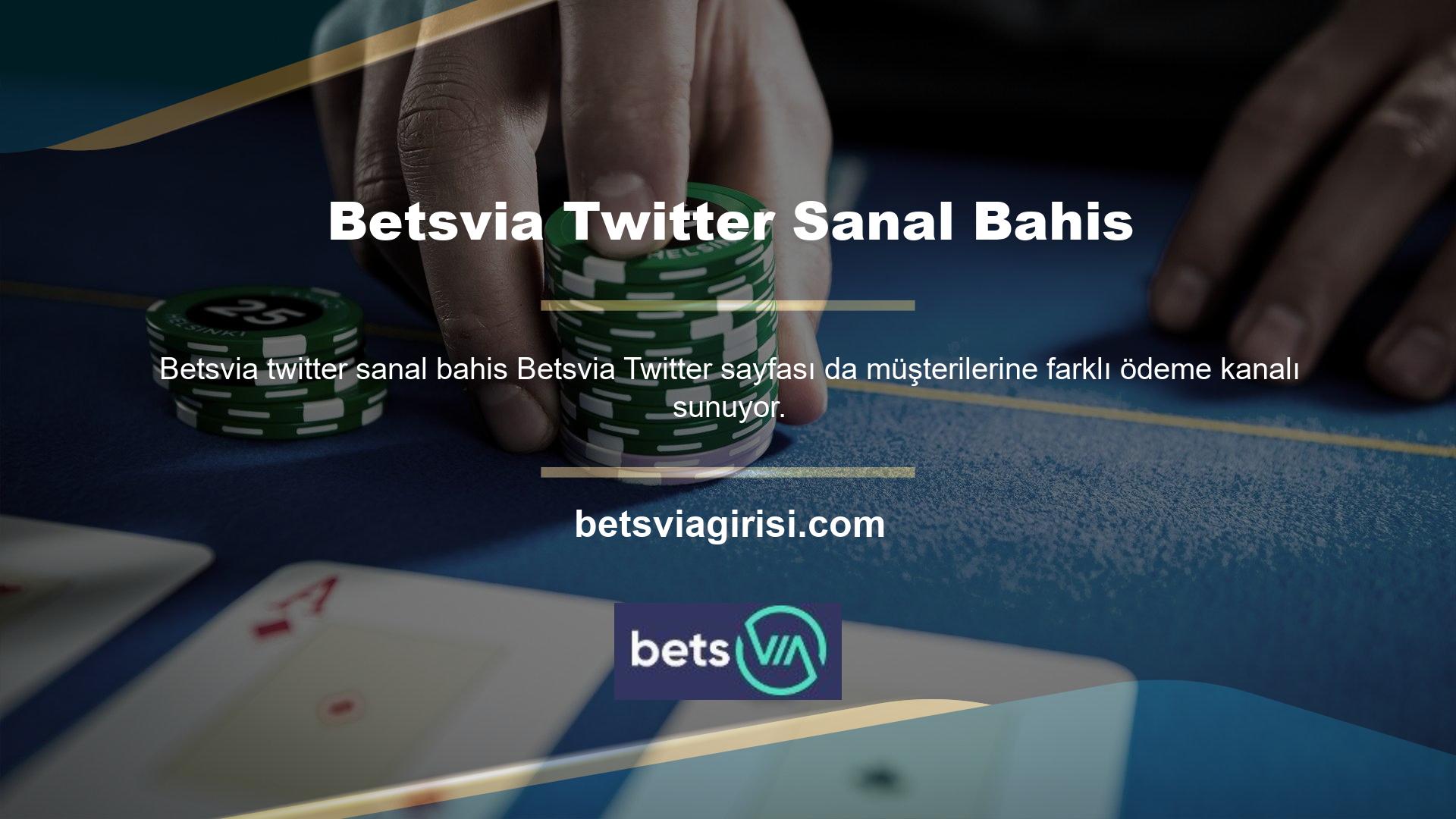 Twitter Oyun Seçenekleri Eşsiz bonusların keyfini çıkarmak ve bir Betsvia üyesi olarak oyunlara erişmek için Betsvia sanal bahis URL'sine tıklayın
